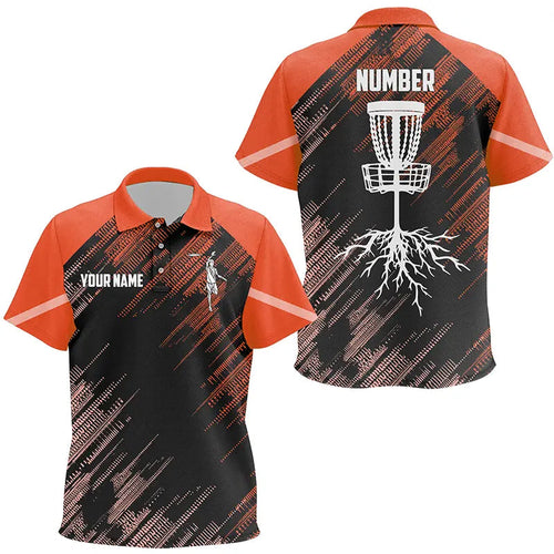 Orange Disc golf basket camo custom name and number Kid disc golf polo shirts, disc golf outfit NQS9067