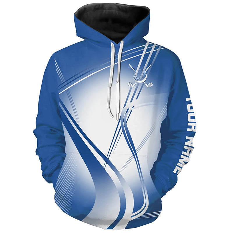 Blue and White Golf Hoodies Custom Name Golf Hoodies Personalized Golfer Gifts NQS9078