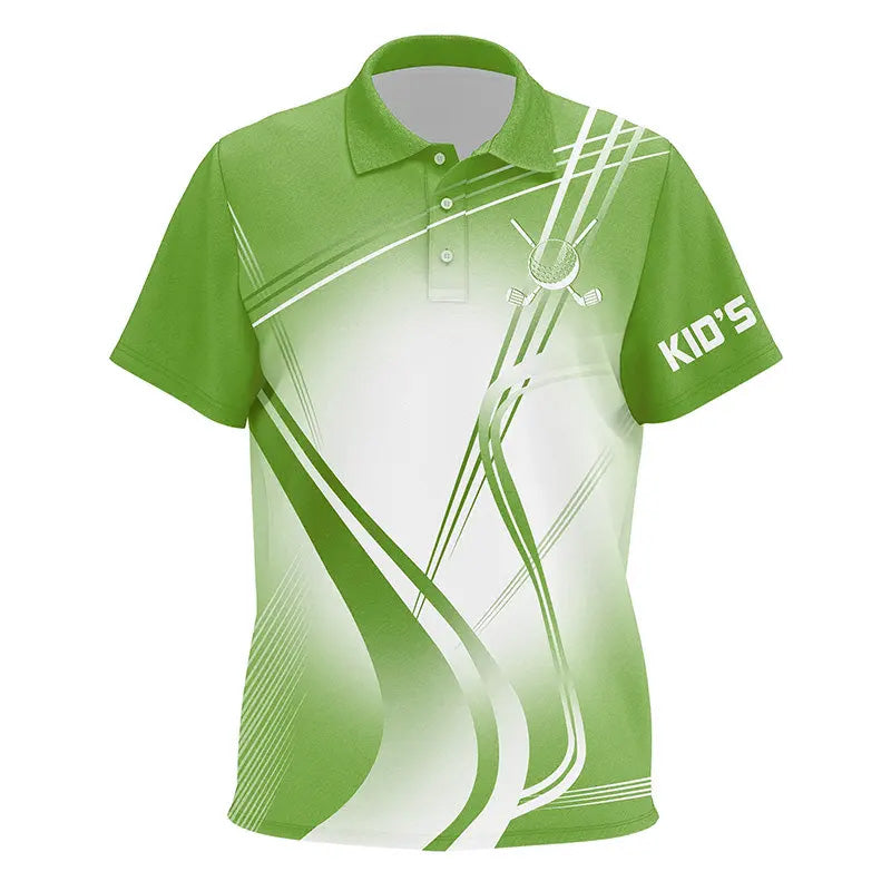 Green Kids Golf Polo Shirts Custom Name Golf Shirts For Kid Personalized Golfer Gifts NQS9079