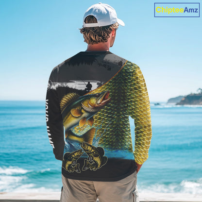 Walleye fishing scales customize performance long sleeves Fishing shirts, Walleye fishing jerseys NQS11561