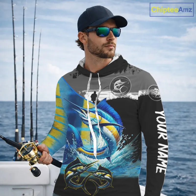 Marlin fishing scales customize performance long sleeves Fishing shirts, Marlin fishing jerseys NQS11563