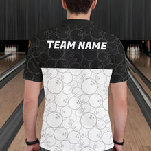 Load image into Gallery viewer, Black and White Bowling Camo Polo, 1/4 Zip Shirts for Men Custom Bowling Team League Bowlers Outfit NQS11701