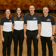 Load image into Gallery viewer, Black and White Bowling Camo Polo, 1/4 Zip Shirts for Men Custom Bowling Team League Bowlers Outfit NQS11701