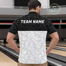 Load image into Gallery viewer, Black and White Bowling Camo Polo, 1/4 Zip Shirts for Men Custom Bowling Team League Bowlers Outfit NQS11701