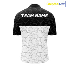 Load image into Gallery viewer, Black and White Bowling Camo Polo, 1/4 Zip Shirts for Men Custom Bowling Team League Bowlers Outfit NQS11701