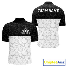 Load image into Gallery viewer, Black and White Bowling Camo Polo, 1/4 Zip Shirts for Men Custom Bowling Team League Bowlers Outfit NQS11701