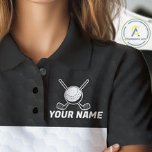 Load image into Gallery viewer, Black and White Golf Polo shirts For Women Custom golf attire for ladies, best golf gifts for women NQS11702