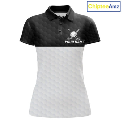 Black and White Golf Polo shirts For Women Custom golf attire for ladies, best golf gifts for women NQS11702