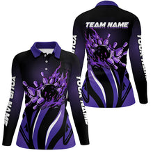 Load image into Gallery viewer, Bowling polo, Quarter zip Shirts for women Custom team Bowling League jerseys, bowl gifts | Purple NQS7967