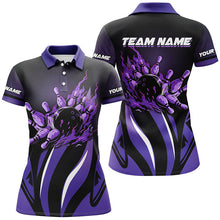 Load image into Gallery viewer, Bowling polo, Quarter zip Shirts for women Custom team Bowling League jerseys, bowl gifts | Purple NQS7967