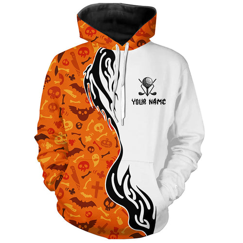 Orange Halloween Golf Hoodies custom golf hoodie outfits, Halloween golf gifts NQS8597