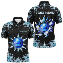 Load image into Gallery viewer, Snowflake Ice Blue Bowling ball and pins Custom Bowling Team Shirts For Men, Christmas Bowling Jerseys NQS8600