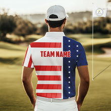 Load image into Gallery viewer, Red, White and Blue American Flag Golf Polo Shirts For Men Custom Patriotic Team Mens Golf Outfit NQS11158
