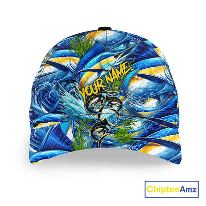 Marlin fishing blue scales Custom fishing hat Unisex Fishing Baseball Angler hat cap NQS11362