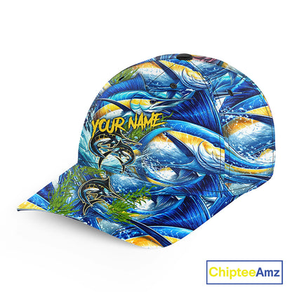 Marlin fishing blue scales Custom fishing hat Unisex Fishing Baseball Angler hat cap NQS11362