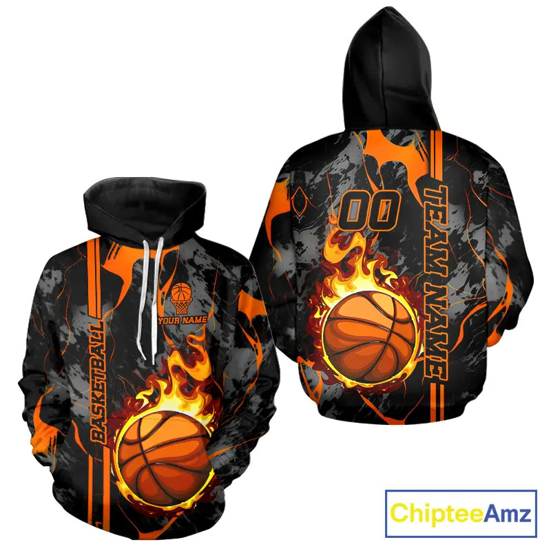Black & Orange Camo Flame Basketball vest, t-shirt, long sleeve, hoodie custom Basketball team jersey NQS11366
