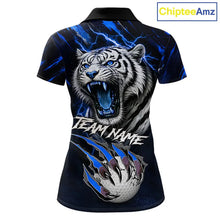 Load image into Gallery viewer, Black and Blue Lightning thunder Tiger Golf Polo shirts for Women custom Tiger team golf shirts NQS11574