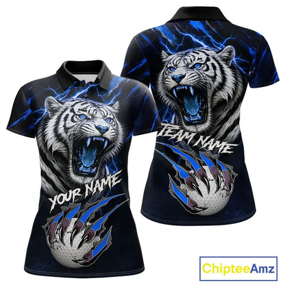 Black and Blue Lightning thunder Tiger Golf Polo shirts for Women custom Tiger team golf shirts NQS11574