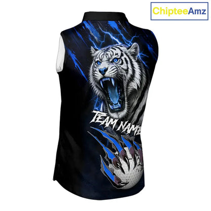 Black and Blue Lightning thunder Tiger Sleeveless Golf Polo shirts custom Tiger team golf shirts NQS11574