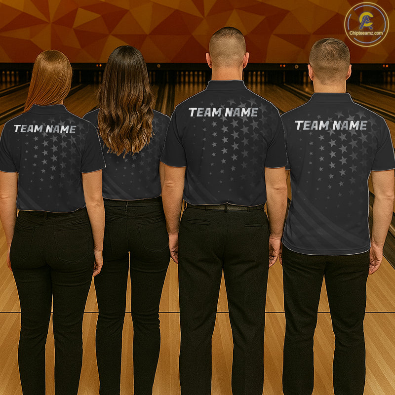 Custom Black American Flag Bowling Team Shirts For Women, Personalized patriotic Bowling League Shirt NQS11706