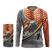 Load image into Gallery viewer, Redfish red drum fishing scales personalized saltwater fishing shirts, sun protection fishing apparel NQS3289