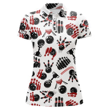 Load image into Gallery viewer, Womens bowling polo shirts custom bowling pattern team bowling jerseys for girl bowlers NQS5384