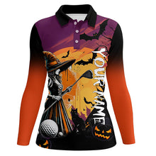 Load image into Gallery viewer, Halloween Witch play golf Women golf polo shirts custom golf attire for women, Halloween golfer gifts NQS8400