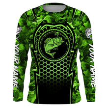 Load image into Gallery viewer, Bass Fishing green camouflage sun protection Custom name long sleeve fishing shirt for men, women, Kid NQS4254