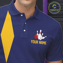 Load image into Gallery viewer, Personalized Yellow and Blue Retro Bowling Shirts For Men custom vintage bowling team jerseys NQS11165