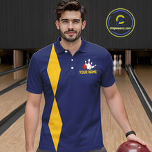Load image into Gallery viewer, Personalized Yellow and Blue Retro Bowling Shirts For Men custom vintage bowling team jerseys NQS11165