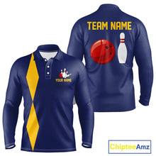 Load image into Gallery viewer, Personalized Yellow and Blue Retro Bowling Shirts For Men custom vintage bowling team jerseys NQS11165