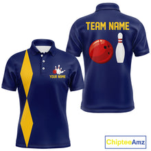Load image into Gallery viewer, Personalized Yellow and Blue Retro Bowling Shirts For Men custom vintage bowling team jerseys NQS11165