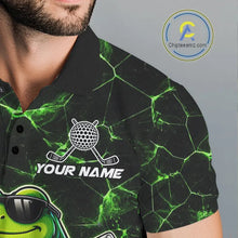 Load image into Gallery viewer, Black &amp; Green Funny Frog Golf Polo shirts for men Custom Frog team golf shirts, men's golf clothes NQS11584