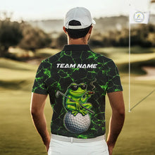 Load image into Gallery viewer, Black &amp; Green Funny Frog Golf Polo shirts for men Custom Frog team golf shirts, men's golf clothes NQS11584