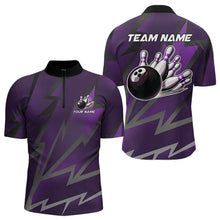 Load image into Gallery viewer, Purple Lightning Thunder Storm Team bowling shirts for Men custom bowling Polo, Quarter zip jerseys NQS9625