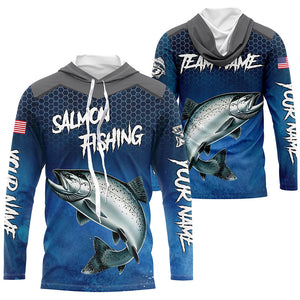 Blue camo Chinook Salmon fishing Custom performance long sleeve team Salmon fishing tournament shirts NQS7727