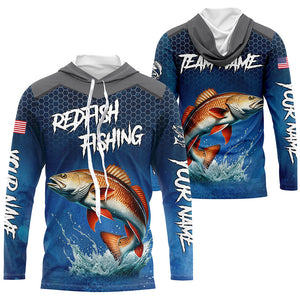 Blue camo Redfish fishing Custom performance long sleeve team Red Drum fishing tournament shirts NQS7728