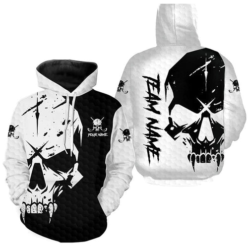 Black and White Golf Skull golf Hoodies custom golf Hoodies outfit, unique team golf gifts NQS8406