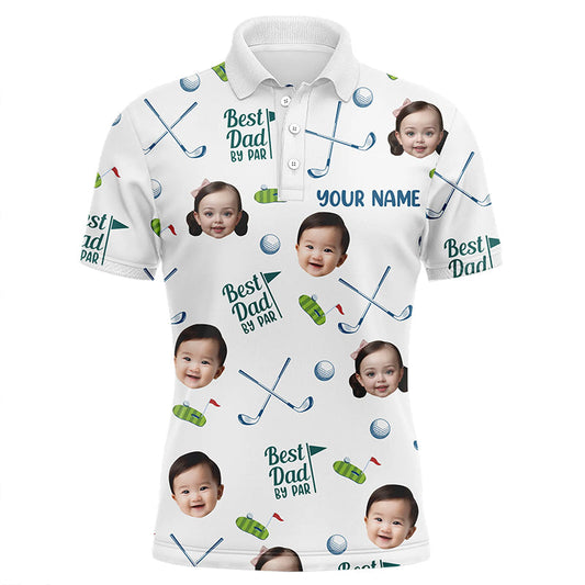 Personalized Best Dad By Par Polo Shirt, Custom Kids Face Photo Polo Shirt For Dad, Father's Day Gift NQS8617