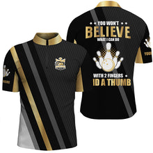 Load image into Gallery viewer, Gold &amp; black Mens bowling shirts Custom you won&#39;t believe what I can do with 2 fingers and a thumb NQS8840