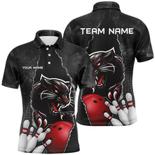 Load image into Gallery viewer, Black grunge pattern Custom Men Bowling Polo, Quarter Zip Shirt Panther Bowling Team Jerseys Outfits NQS8842