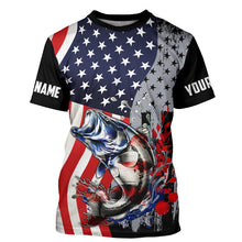 Load image into Gallery viewer, American Flag Bass Fishing Custom patriotic performance Fishing Shirts Bass fishing jerseys NQS9111
