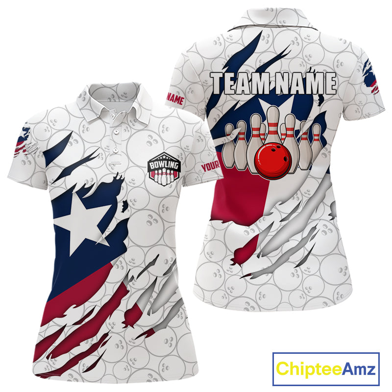 Personalized Texas Flag Camo Bowling Shirts For Women Custom patriotic Texas Bowling Team Jerseys NQS11173