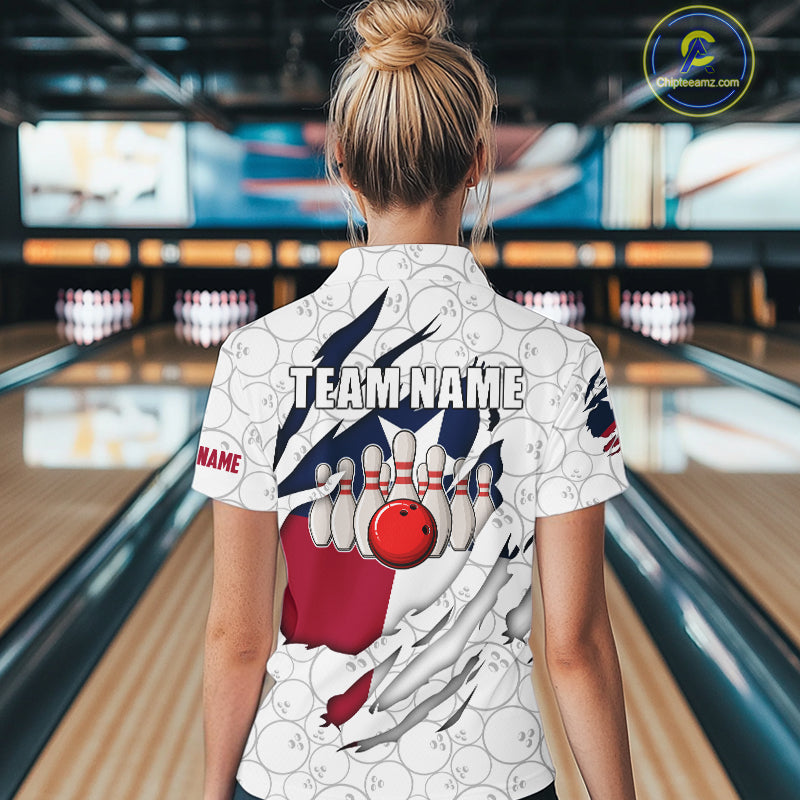 Personalized Texas Flag Camo Bowling Shirts For Women Custom patriotic Texas Bowling Team Jerseys NQS11173