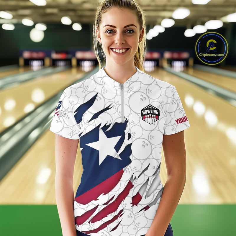 Personalized Texas Flag Camo Bowling Shirts For Women Custom patriotic Texas Bowling Team Jerseys NQS11173