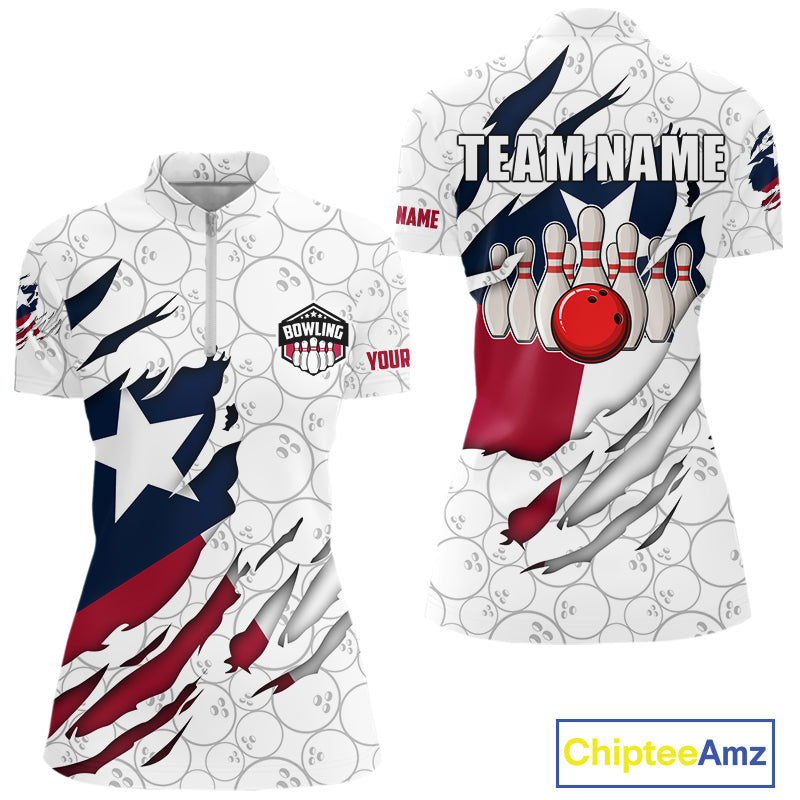 Personalized Texas Flag Camo Bowling Shirts For Women Custom patriotic Texas Bowling Team Jerseys NQS11173