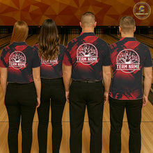 Load image into Gallery viewer, Black and Red Camo Bowling Polo, 1/4 zip Shirts For Men Custom Bowling Team League Jerseys NQS11175