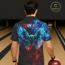 Load image into Gallery viewer, Smoke American Flag Eagle Bowling Button up Shirt Custom patriotic Hawaiian Bowling Team Jersey NQS11179