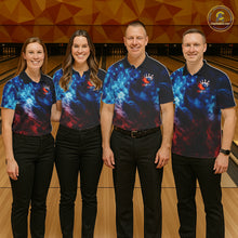 Load image into Gallery viewer, Smoke American Flag Eagle Bowling Shirts For Men Custom patriotic Bowling Team Polo, 1/4 zip Jerseys NQS11179