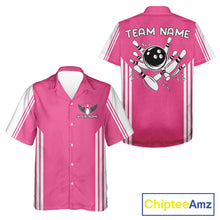 Load image into Gallery viewer, Custom Retro Pink Bowling Button-up Shirts, Team Bowling Hawaiian League jerseys NQS11589